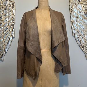 Tan reversible faux suede/leather jacket. OSFM
